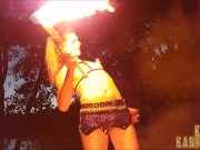 Dragon Queen KiraKandella Pyro Spins Fire and Burns Her Tgirl Cock and Body
