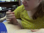 Passionate blowjob with tits finish